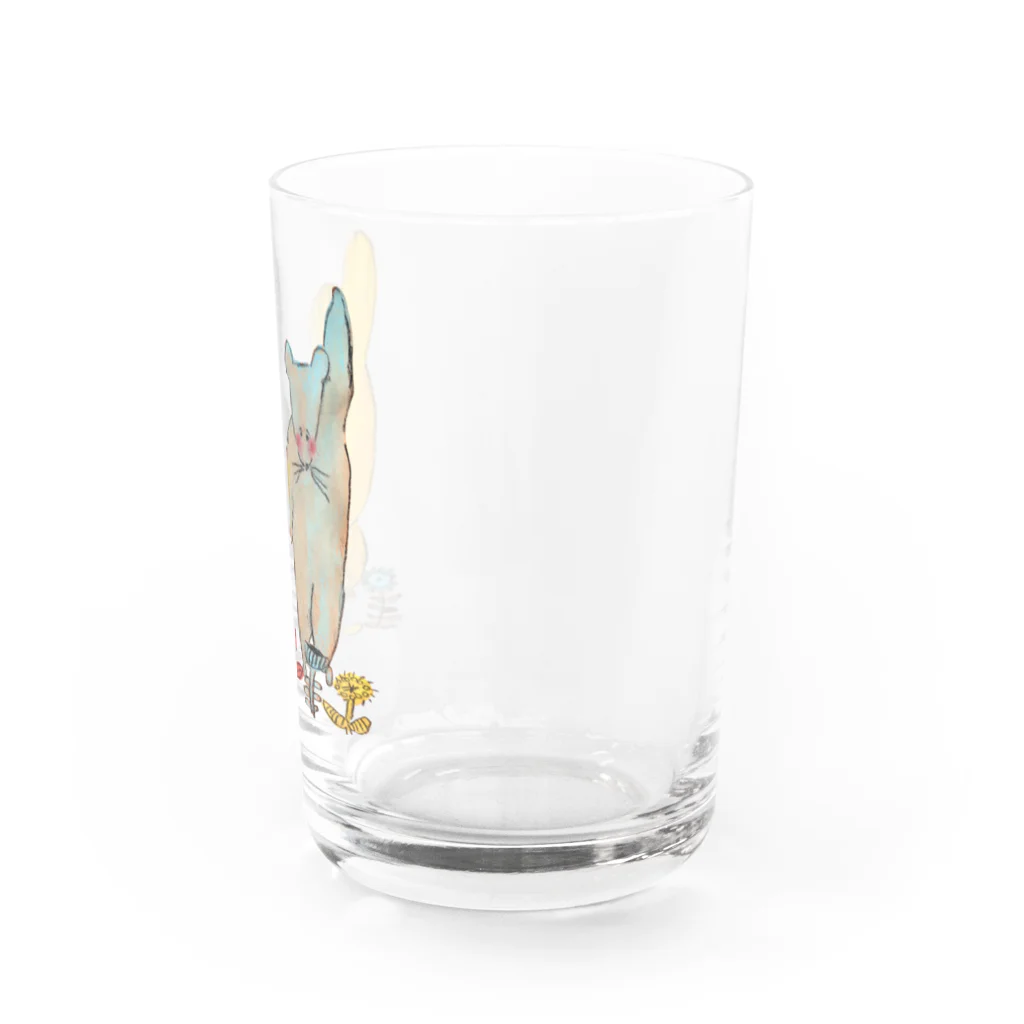cosakuのネズミとウリボウと花 Water Glass :right