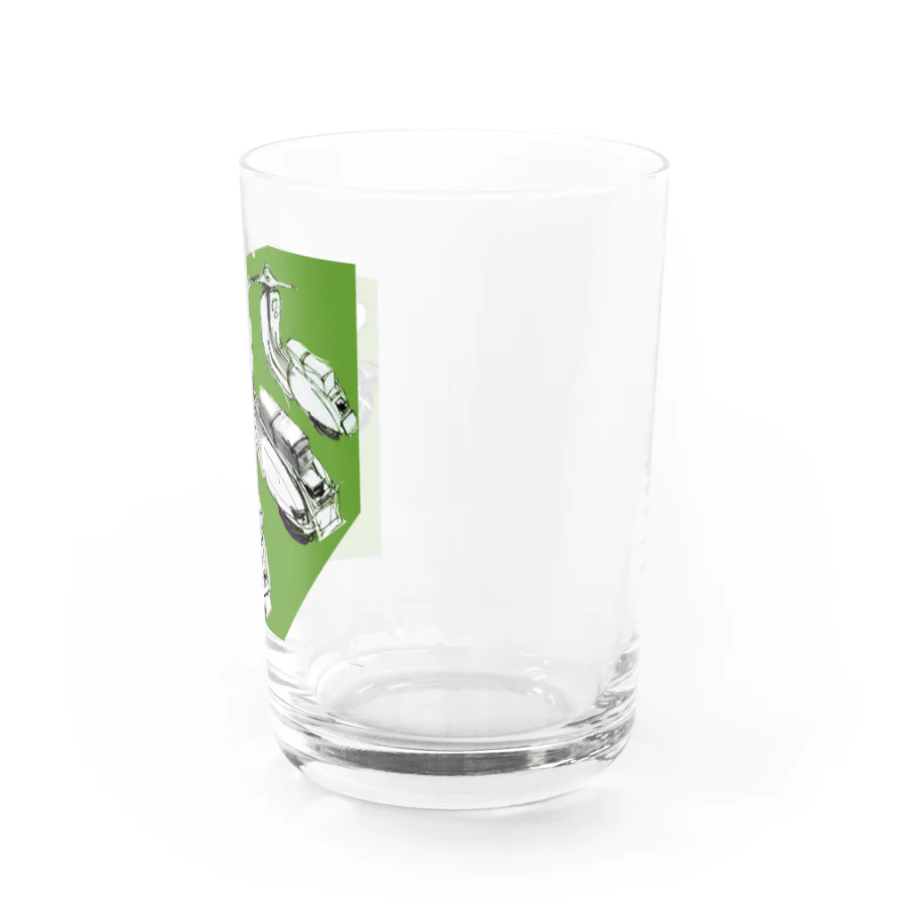 アニマルシェのvespa風ビンテージバイク緑 Water Glass :right