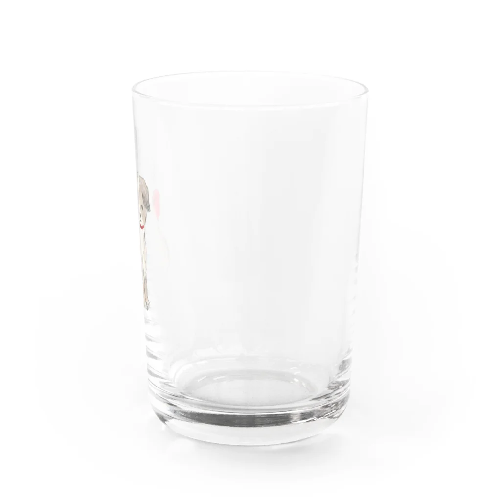 小さな星の庭の赤いリボンの犬 Water Glass :right