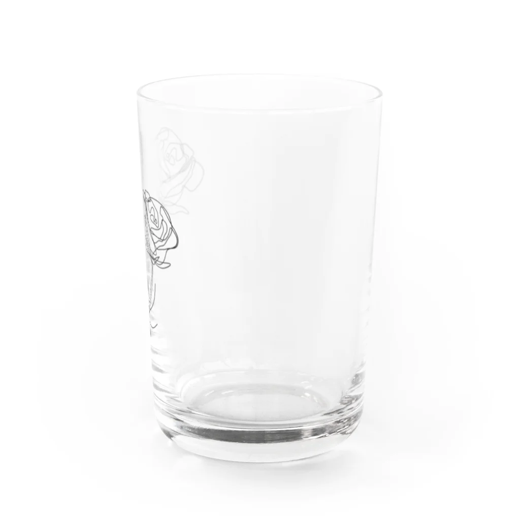 QB🦖のモノクロ_r Water Glass :right