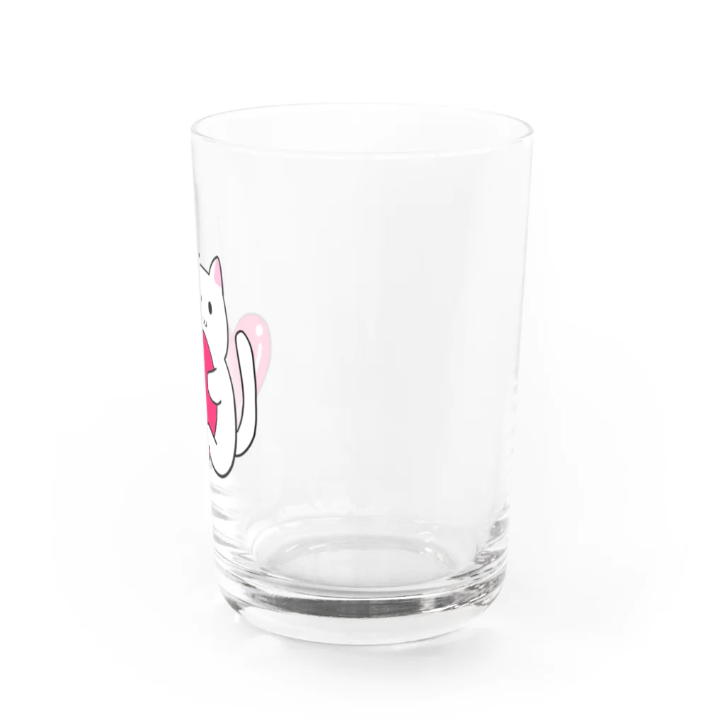 桃星雲 〜小桜みみなのお店〜のハートにつかまる猫 Water Glass :right