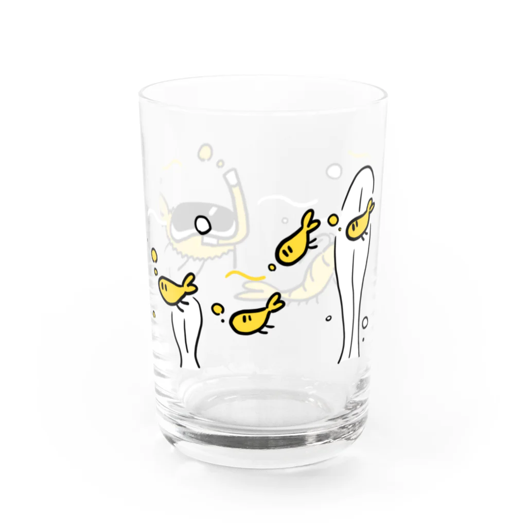 エビフライのエビフのおよぐエビフたち Water Glass :right