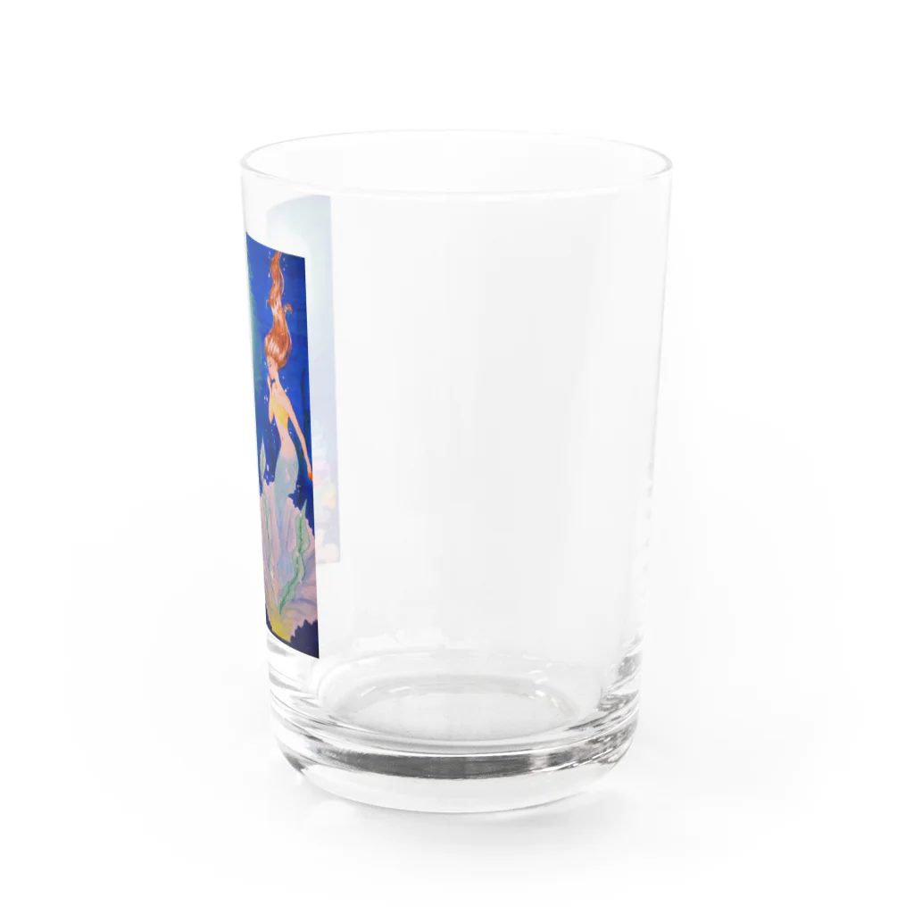 Unsight Blueのa mermaid under the moon light Water Glass :right