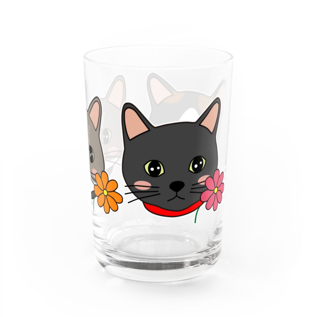 photo-kiokuのコスモスを付けている猫【かりん＆まろん＆じげん】 Water Glass :right