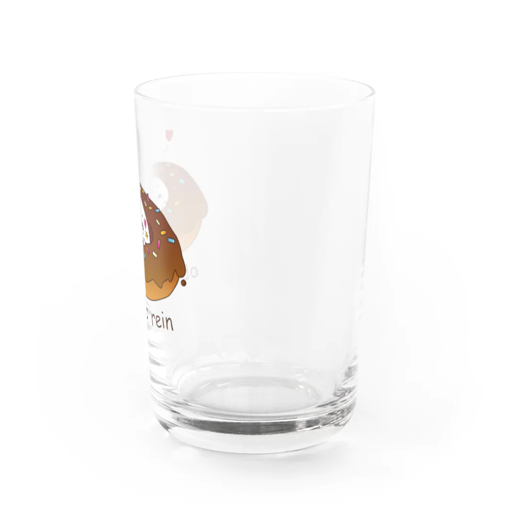 しろいのショップのドーナツにはまったおばけ レイン Water Glass :right