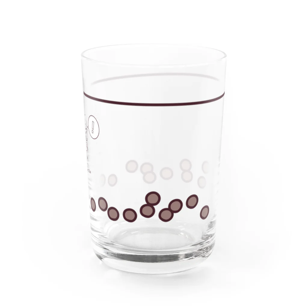 ジフクモンヤ電脳商店　SUZURI店のあほーくんタピオカミルクティー Water Glass :right