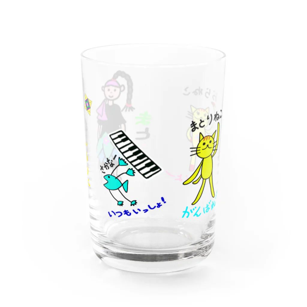 まとりこや ショップのまとり　と　おうえんたい　グラス Water Glass :right