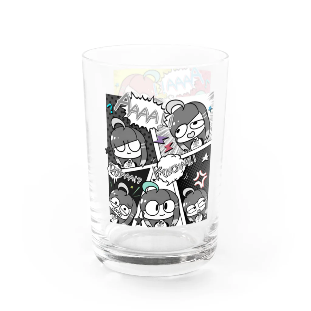 猫飯ちゃみのアメコミ風（ノーマルとモノクロカラー） Water Glass :right