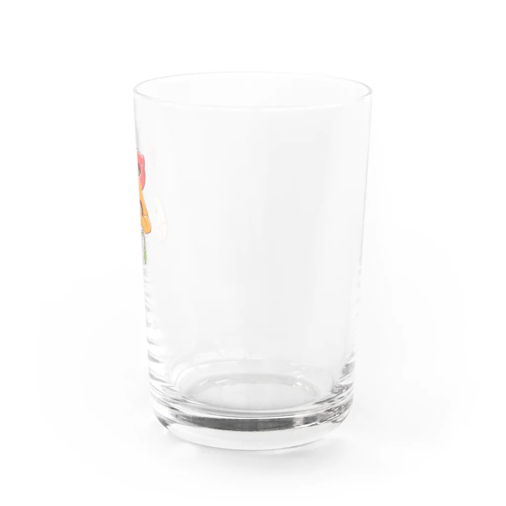 鳥谷丁子のお花にくっつくお嬢さん Water Glass :right