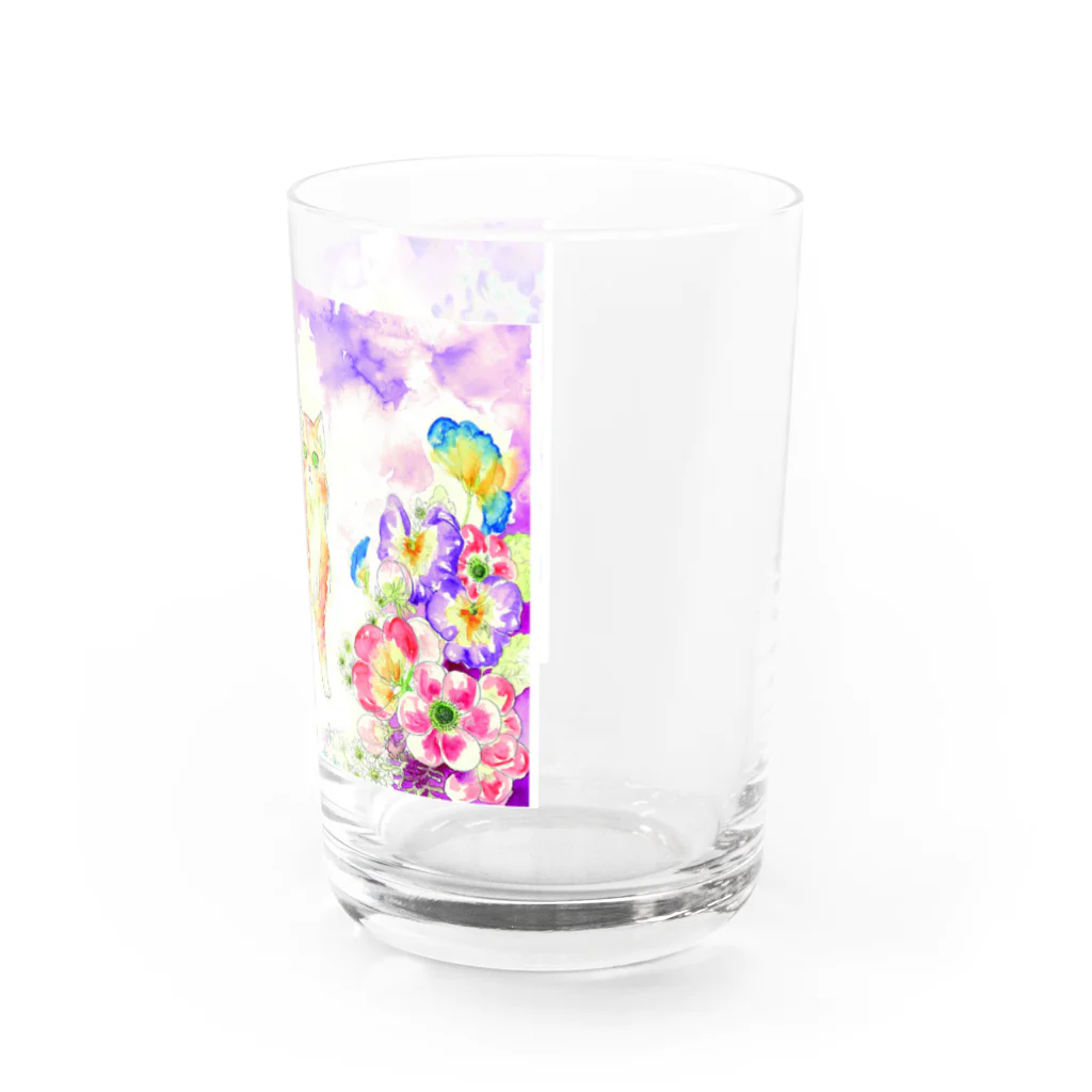 un d'amocitineのねことお花の絵 Water Glass :right