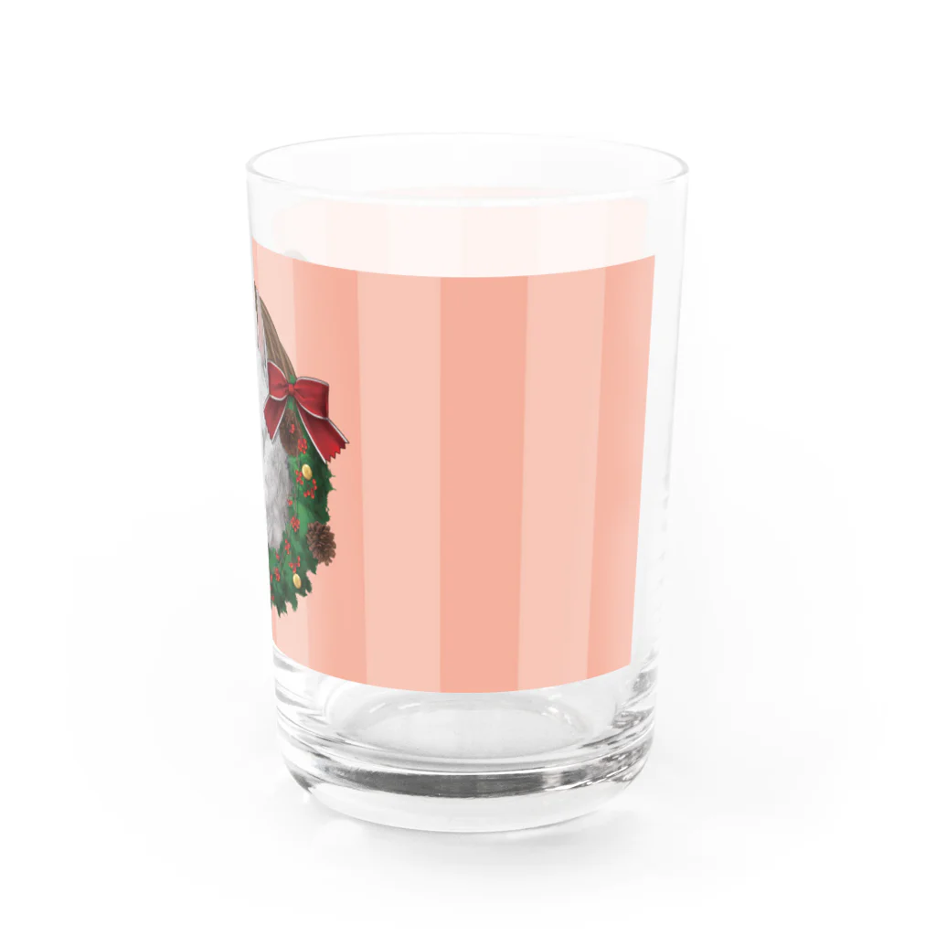 野田　尚花のクリスマスリースと猫　ピンク グラス右面