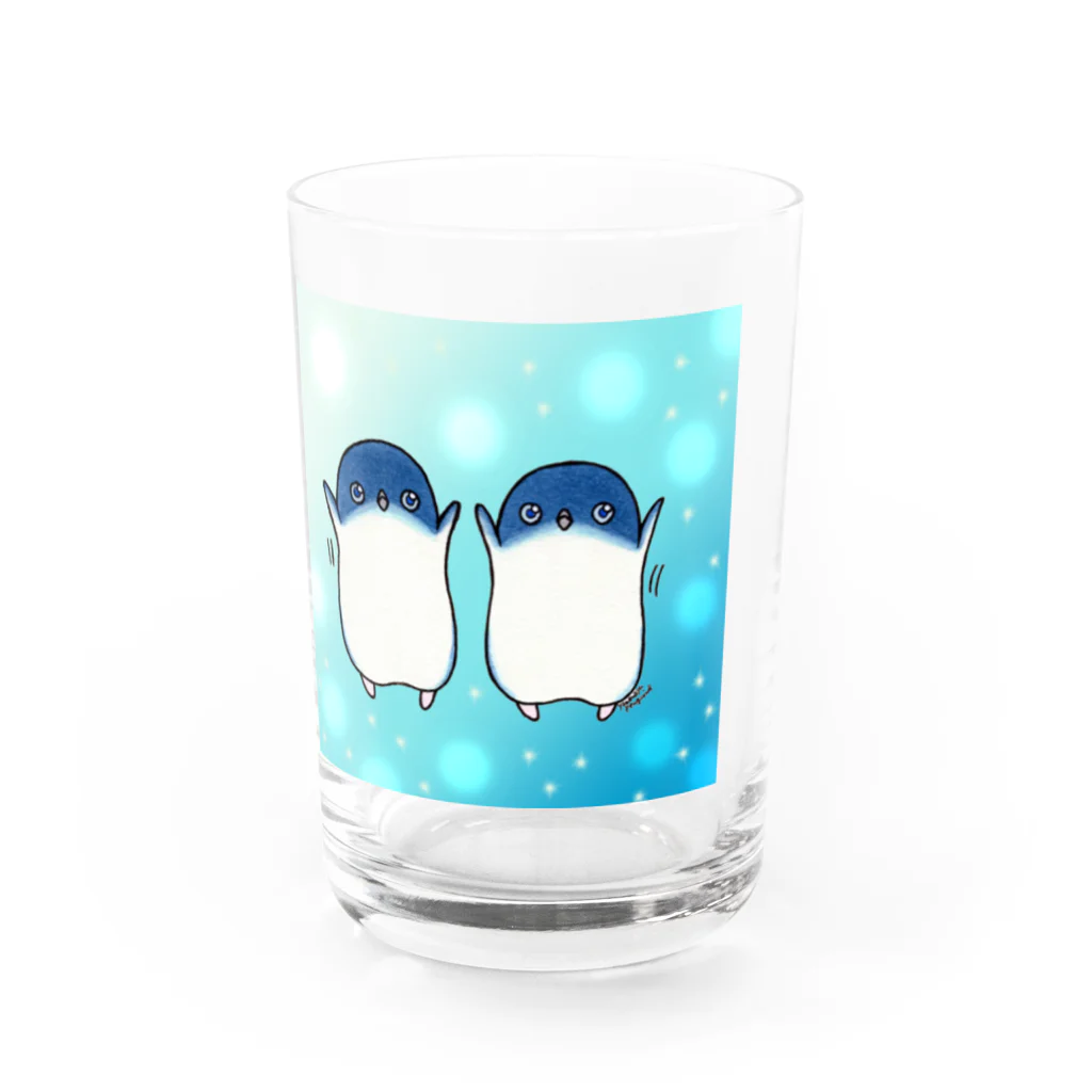 ヤママユ(ヤママユ・ペンギイナ)のふたごのフェアリーペンギン(キラキラロゴつき) Water Glass :right