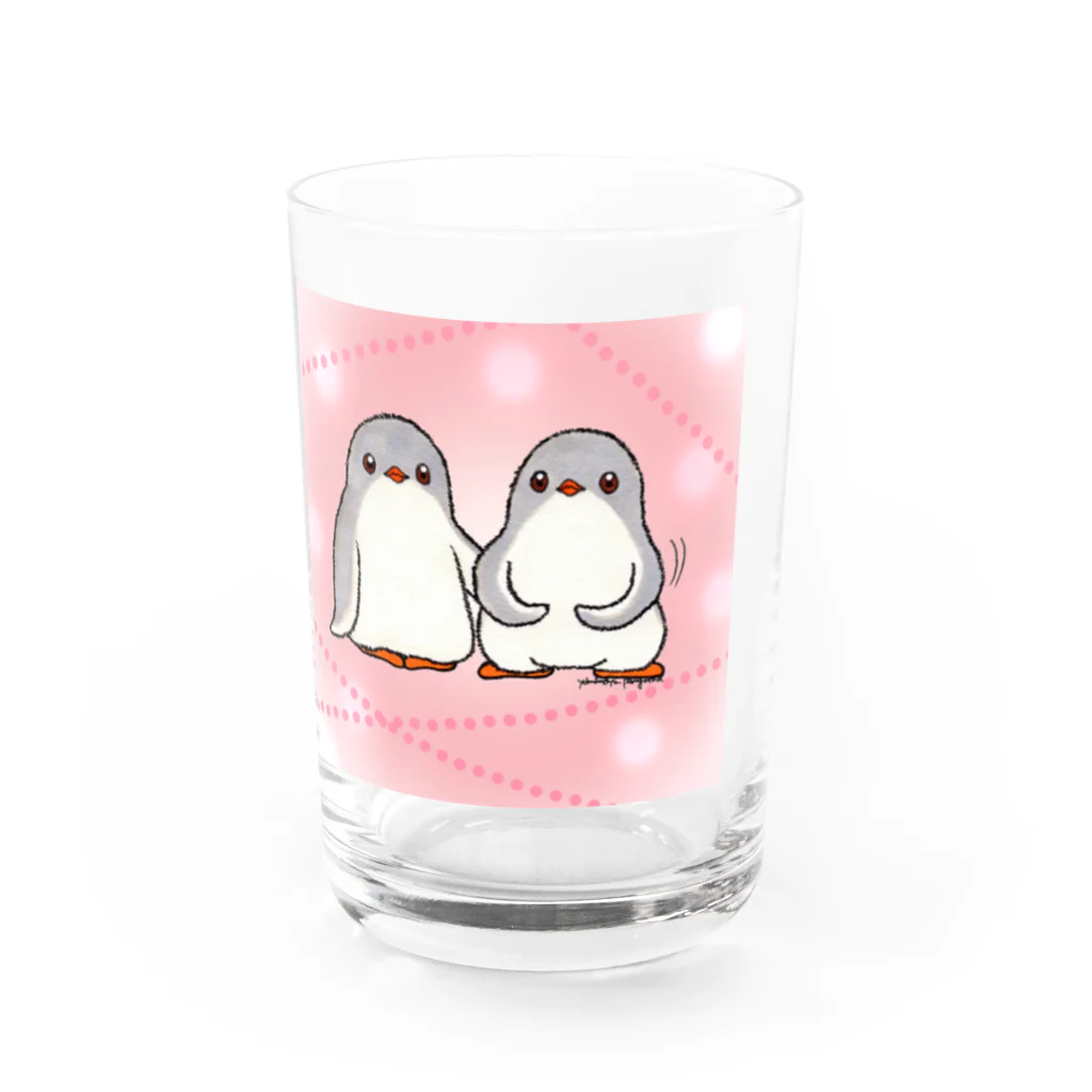 ヤママユ(ヤママユ・ペンギイナ)のふたごのジェンツーペンギン(キラキラロゴつき) Water Glass :right