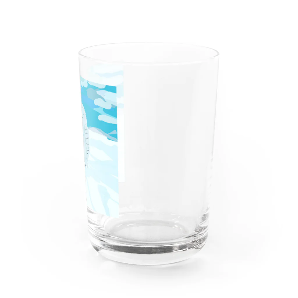 らくがき堂の幸福の白いフクロウ Water Glass :right