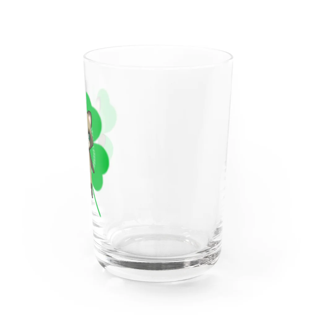 猫の隠れ家の四つ葉印の化け狸ちゃん Water Glass :right