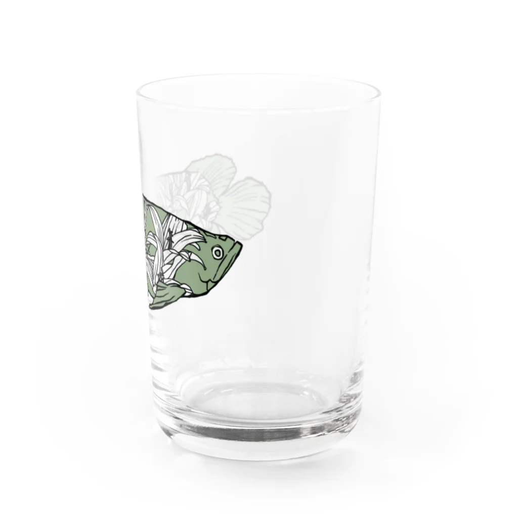 とうとうたらりの花と魚(みどり) Water Glass :right