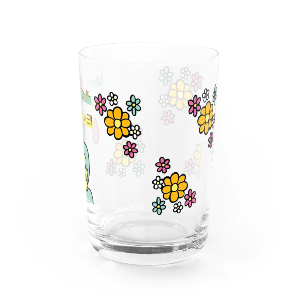 いーの！だめの?suzuri支店のリーゼント燃えてるよ レトロ花柄ver.  Water Glass :right