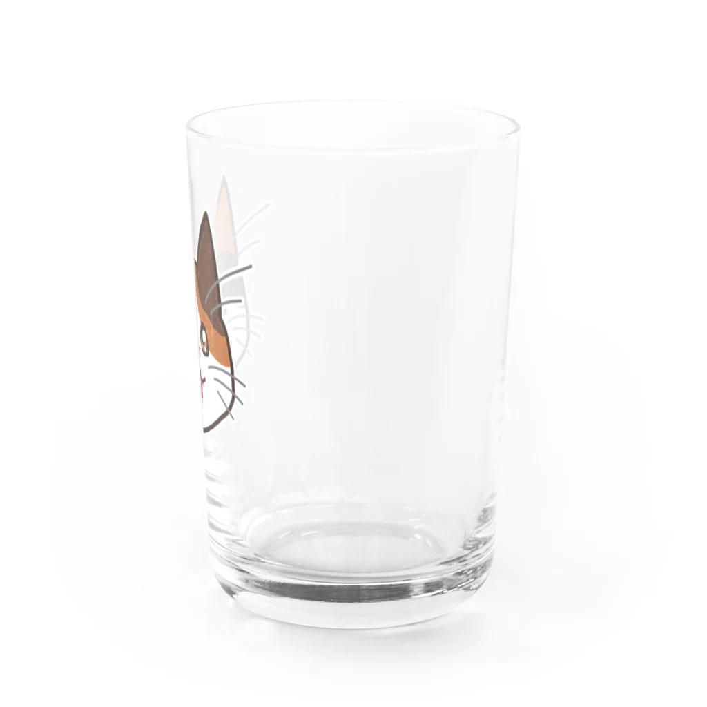 コナカマ通販SUZURI支店の三毛猫ちゃん Water Glass :right