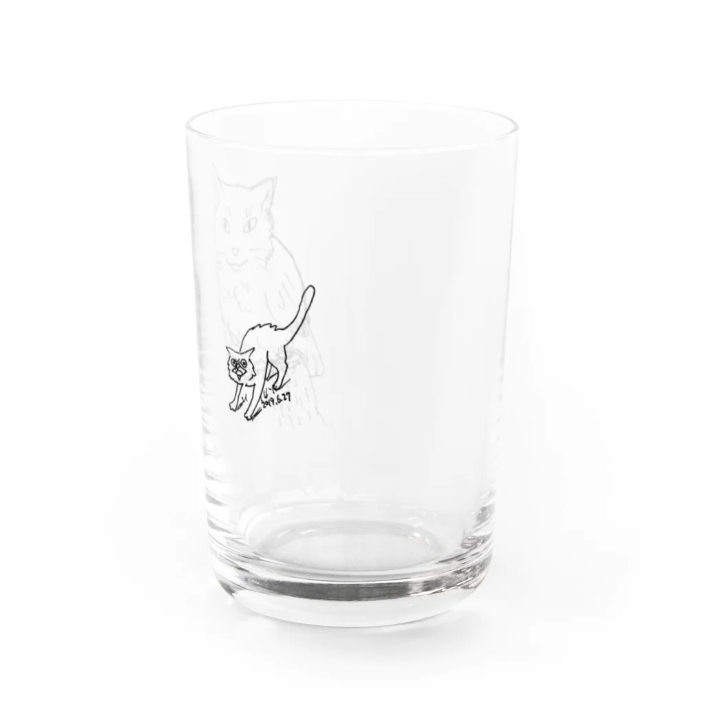 かえるはるきのこ（RURUKO)のネコとミミズク グラス右面