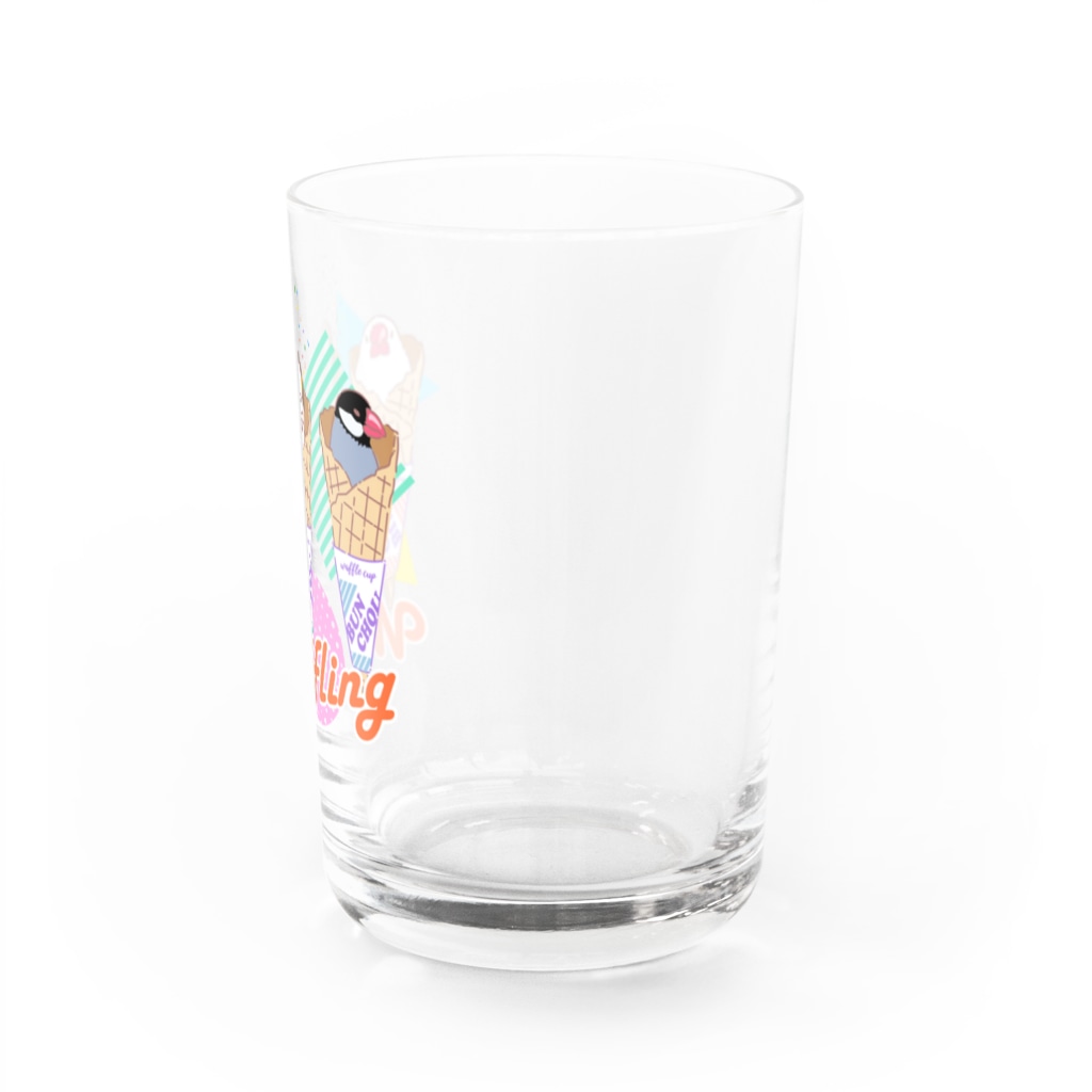 EASEのwaffling 文鳥と部長 80's Remix Water Glass :right