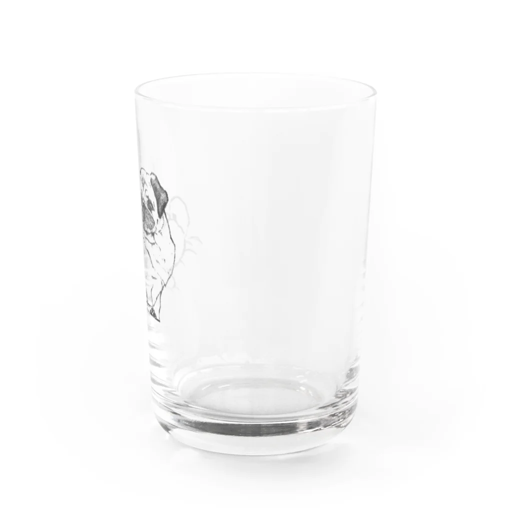 パグ画像あかうんとのおすわりフォーンパグちゃん　 Water Glass :right