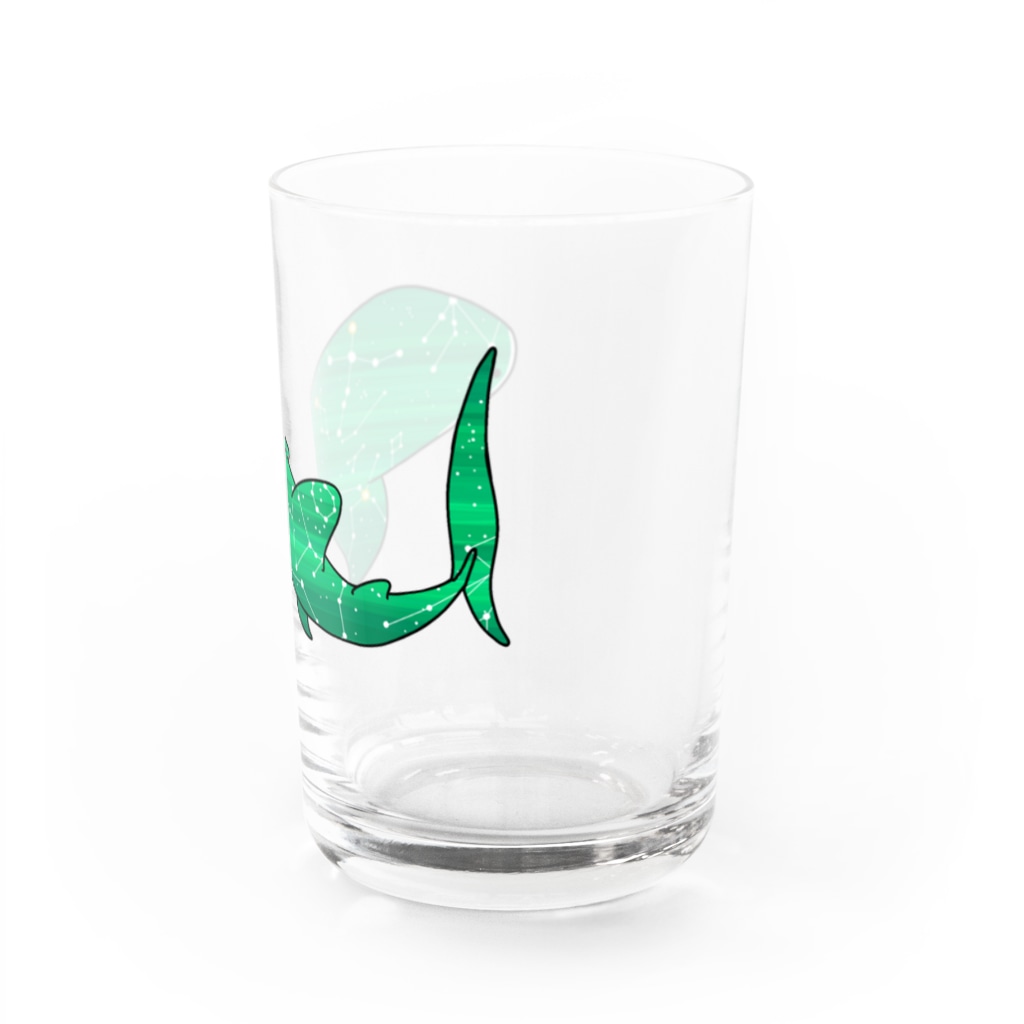 ふとんにおぼれるのジンベエザメ 夏の星座 緑 Water Glass :right