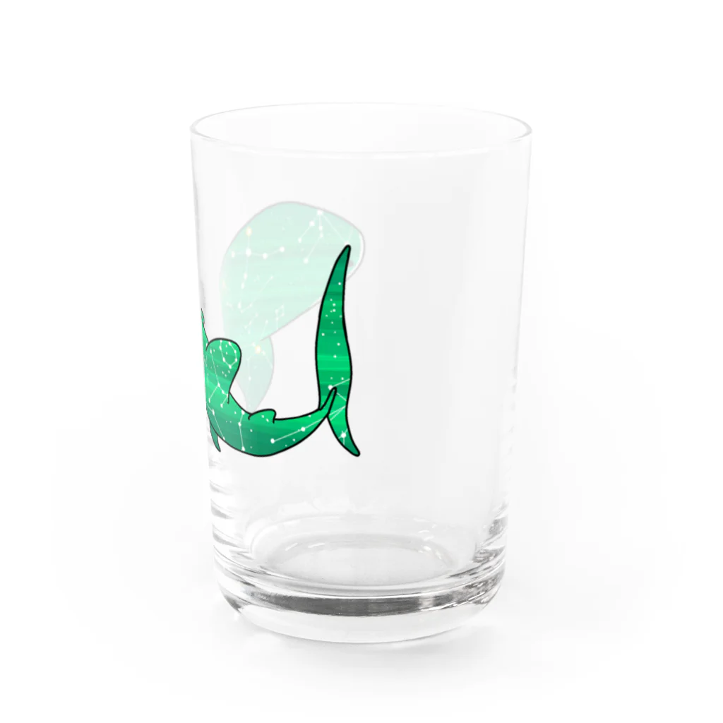 ふとんにおぼれるのジンベエザメ 夏の星座 緑 Water Glass :right