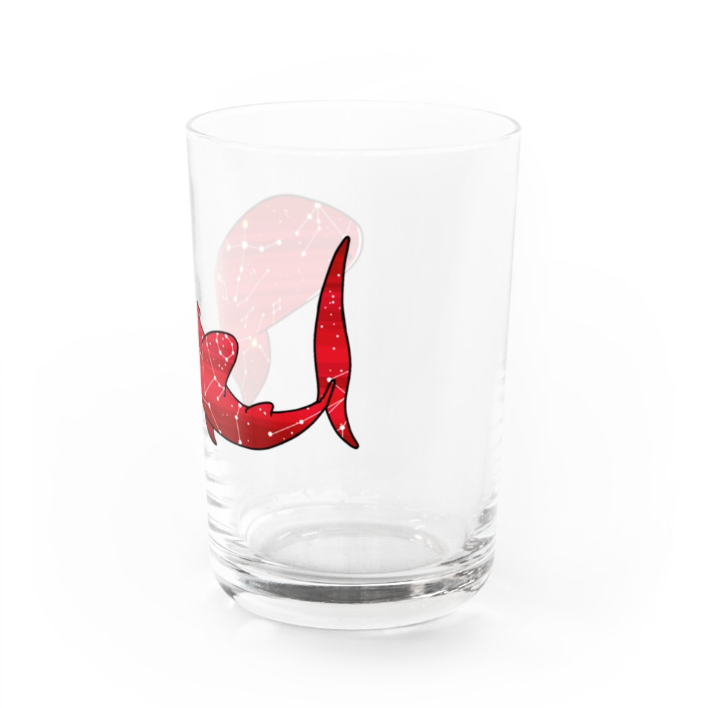 ふとんにおぼれるのジンベエザメ 夏の星座 赤 Water Glass :right