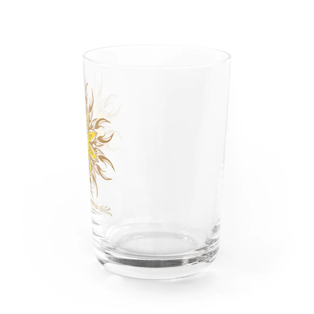 Tribal 70 Designの太陽＋花 Water Glass :right