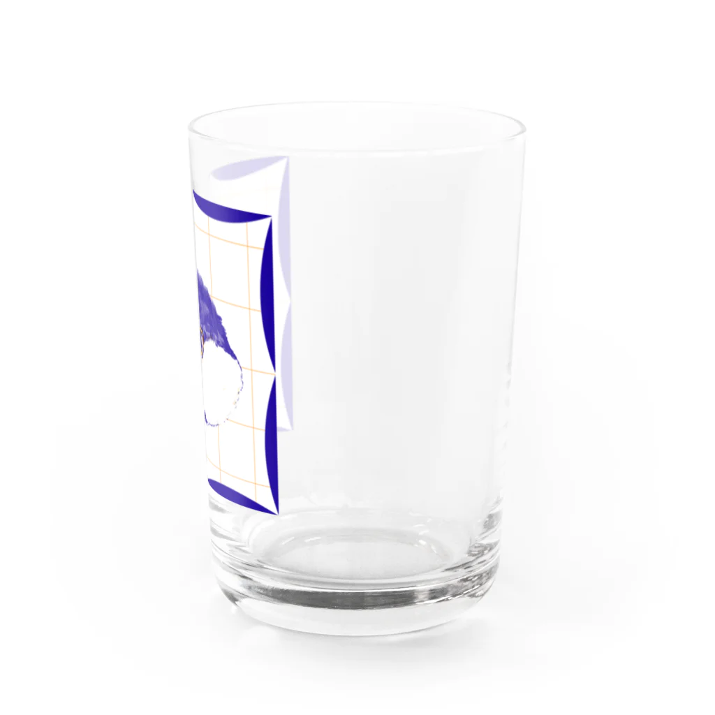 一般のオレンジ×ブルーの文鳥 Water Glass :right