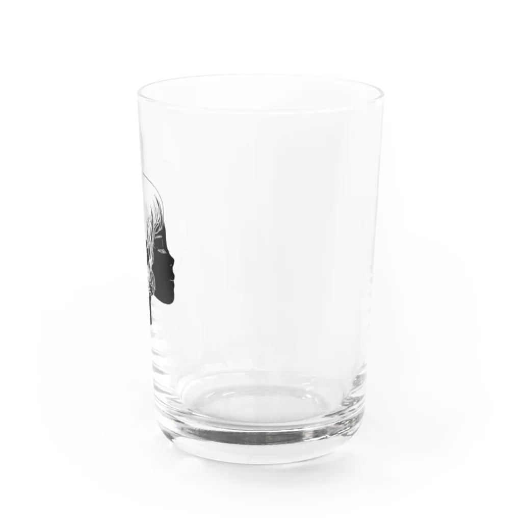 chona shopの黒い横顔3 Water Glass :right