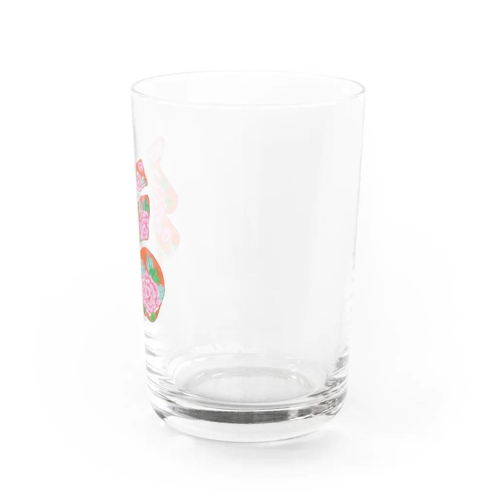 leap flower.の民画・文字図「福」 Water Glass :right
