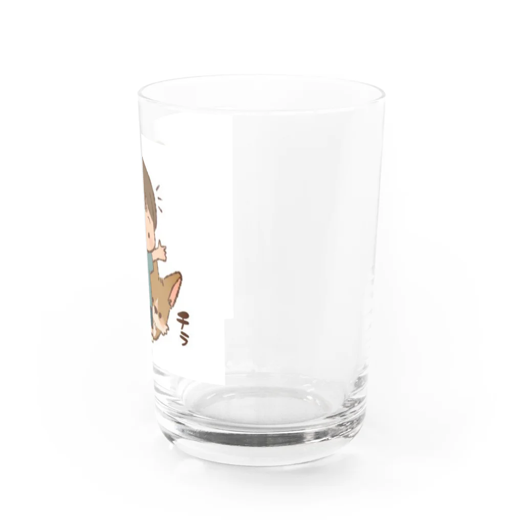 LUKECOGIのコーギー  チラッと Water Glass :right