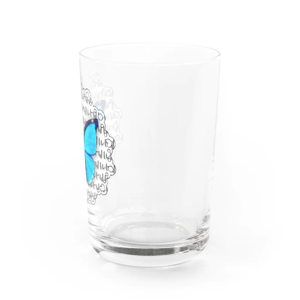 LalaHangeulの몰포나비 ~モルフォ蝶~　ハングルデザイン Water Glass :right