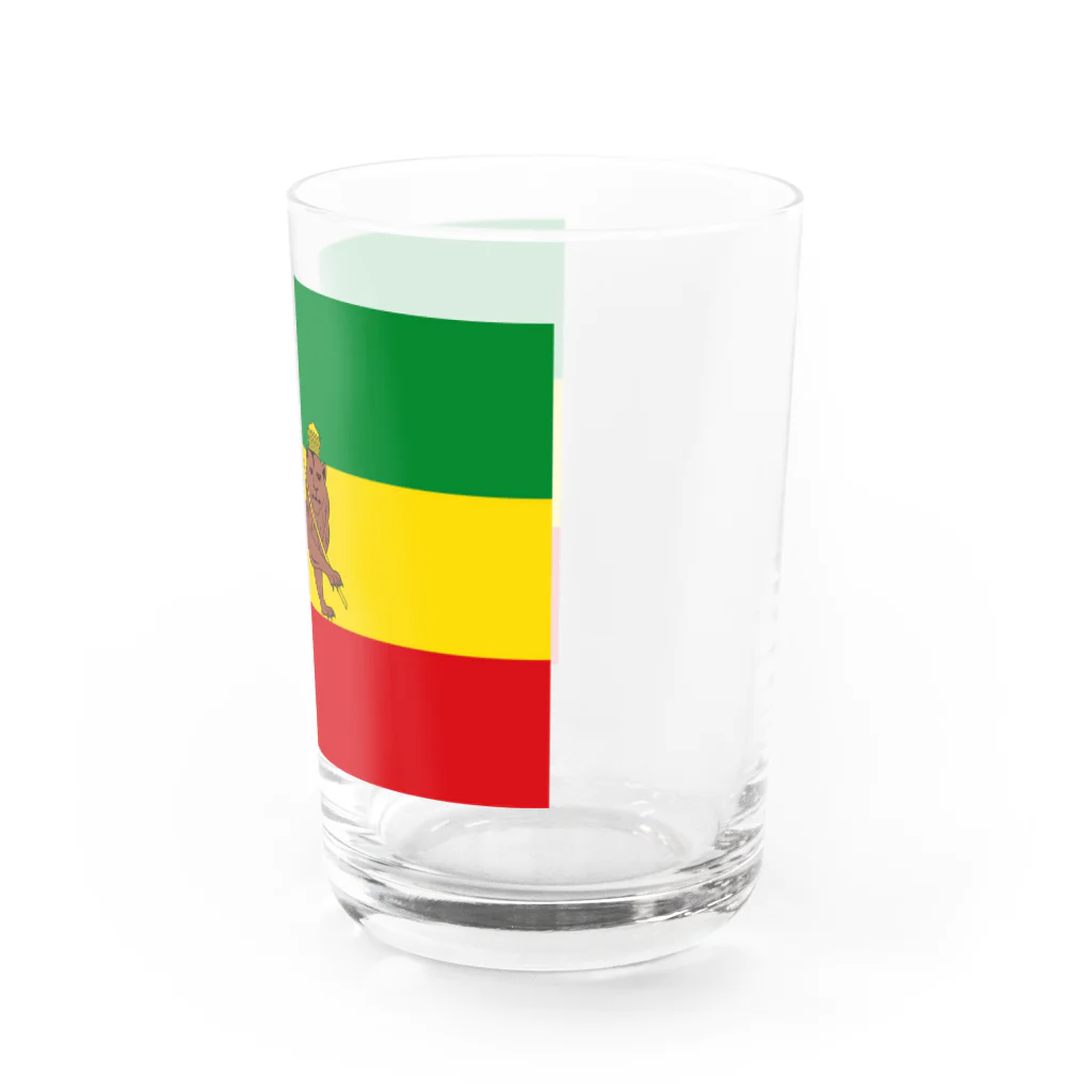 DRIPPEDのRASTAFARI LION FLAG-エチオピア帝国の国旗- Tシャツ Water Glass :right