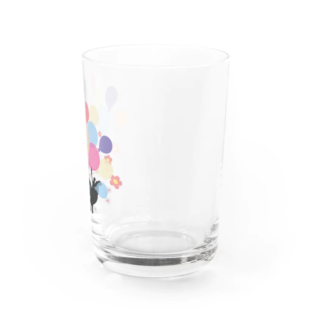 イラスト MONYAAT のくろねこの風船の種*A Water Glass :right