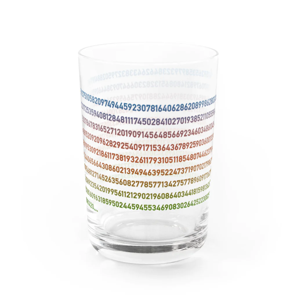 アルバトロスデザインの螺旋の円周率（カラフル） Water Glass :right