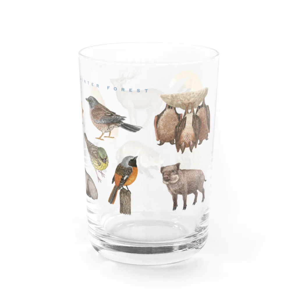 ちなきのこの冬の山の動物たち Water Glass :right