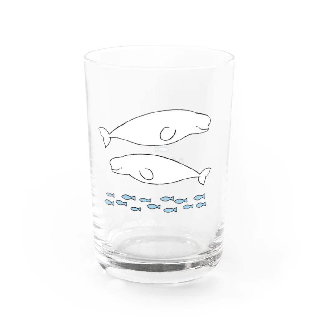 ogura kyoko illustrationのBeluga whales のんびりベルーガとさかなたち グラス右面