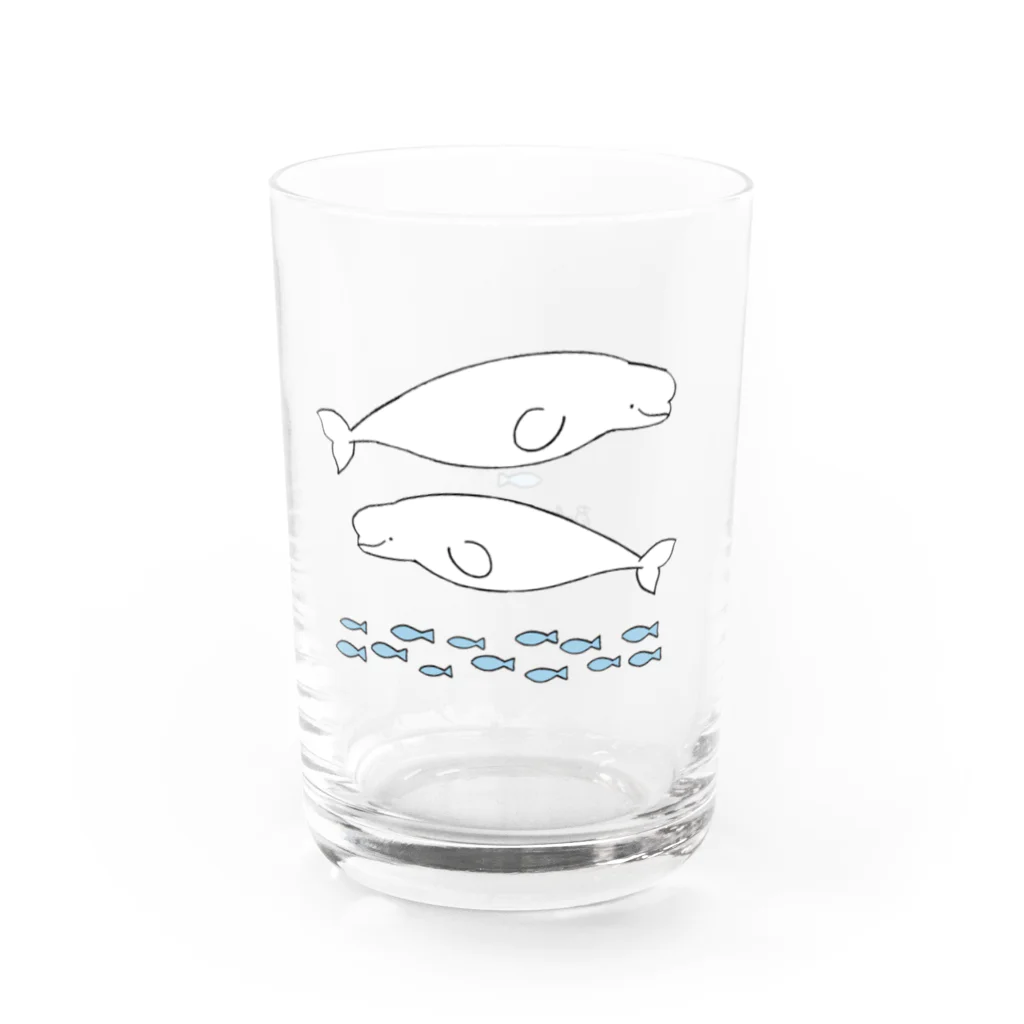 おぐらきょうこのBeluga whales のんびりベルーガとさかなたち Water Glass :right