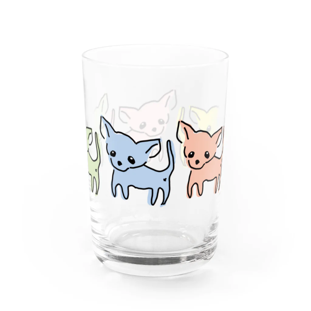 akane_art（茜音工房）のゆるチワワ（カラフル） Water Glass :right