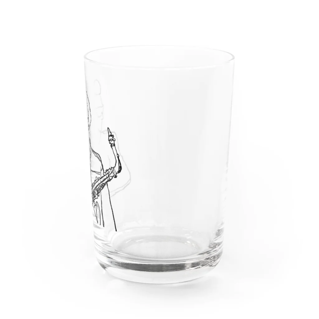 弁慶の陽だまり家のサックス弁慶モノクロ Water Glass :right