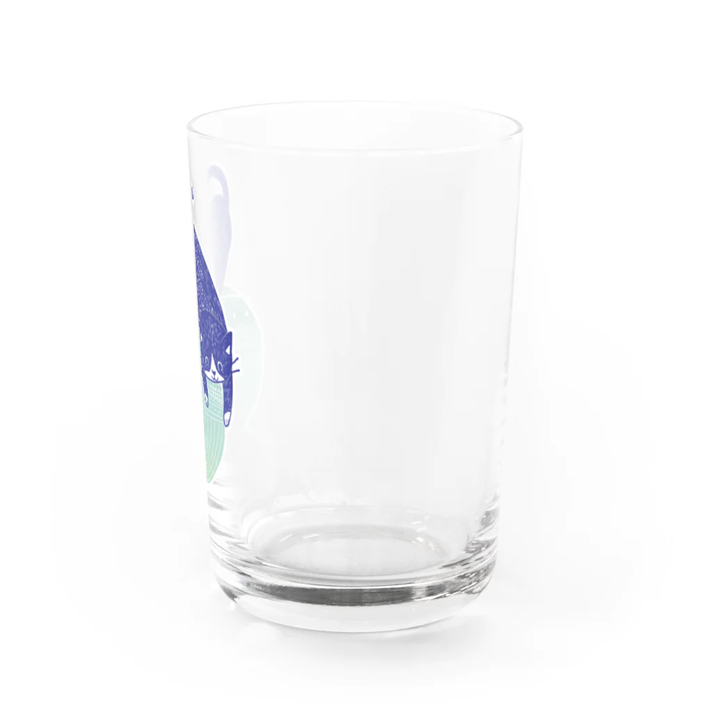 天瀬のハチワレ猫と模様玉 Water Glass :right