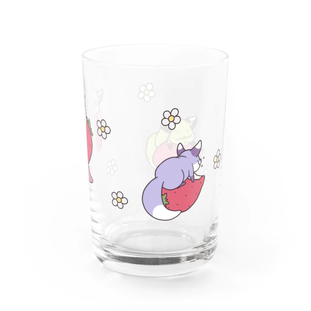 まゆげぐまの苺と春キツネ Water Glass :right