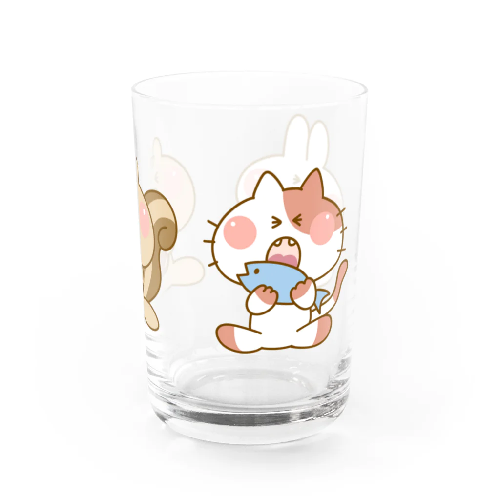 抹茶こあら@SUZURIのいただきまーす(ウサギ・リス・ネコ) Water Glass :right