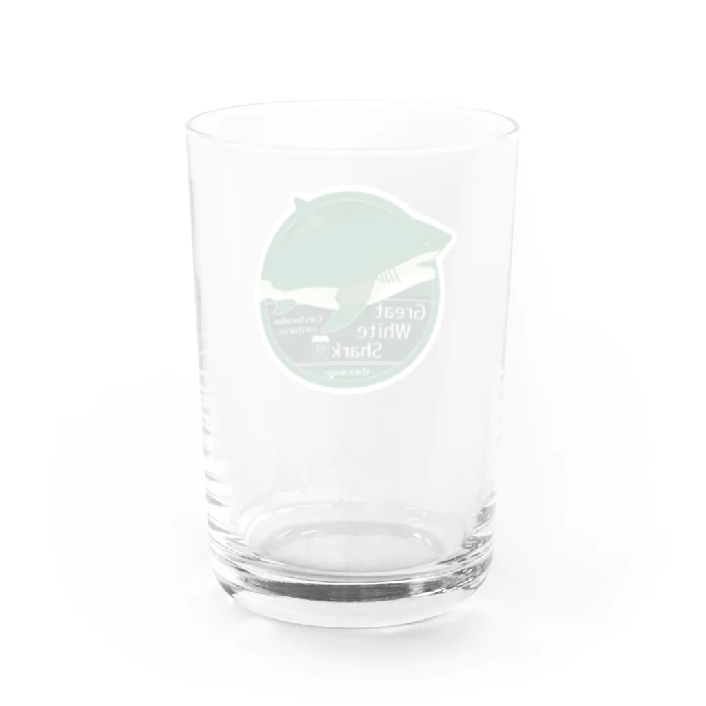 Kinkadesign うみのいきものカワイイShopのホホジロザメ_Cafeステッカーデザイン Water Glass :right