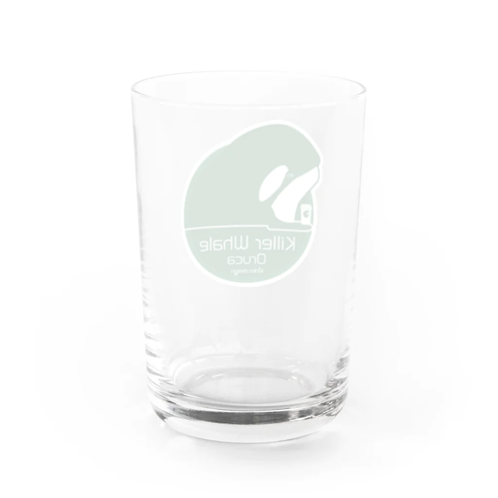 Kinkadesign うみのいきものカワイイShopのシャチGreen_Cafeステッカーデザイン Water Glass :right