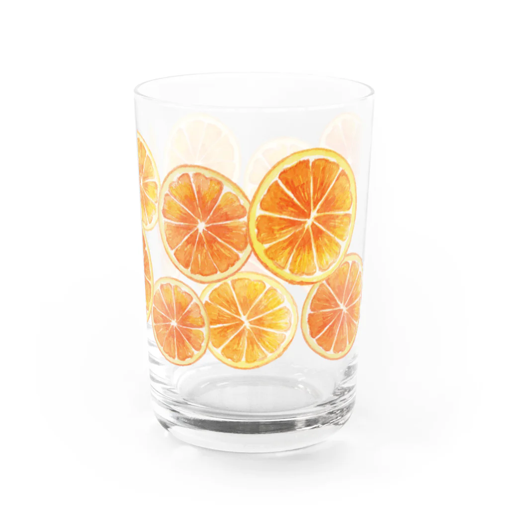 きねつきの水彩オレンジグラス グラス右面