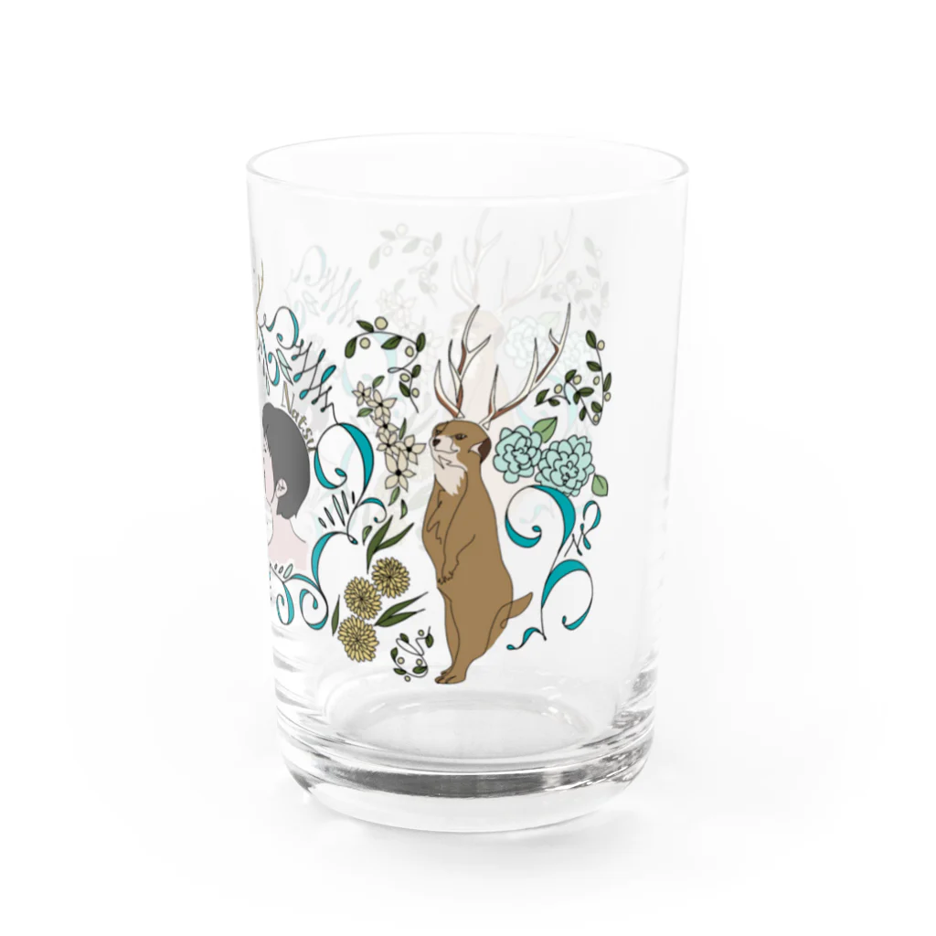 ミーアキャットと鹿と。の2人の女の子のグラス Water Glass :right
