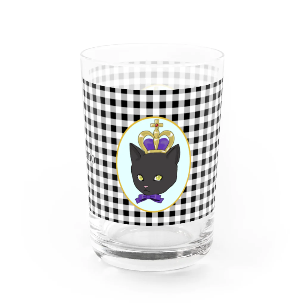 y.nyanmo やよにゃんものギンガムチェック　黒猫　グラス Water Glass :right